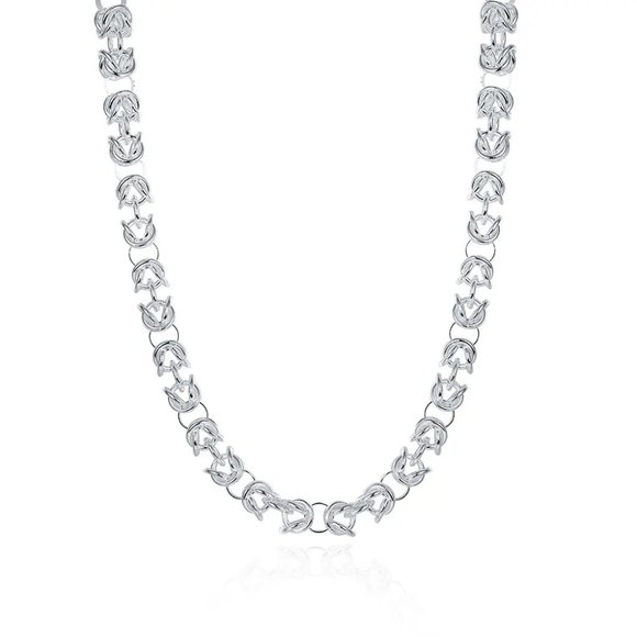 18 Inch Long Toggle Byzantine Chain 7mm Wide Stamped .925 Solid Sterling Silver - Picture 5 of 6